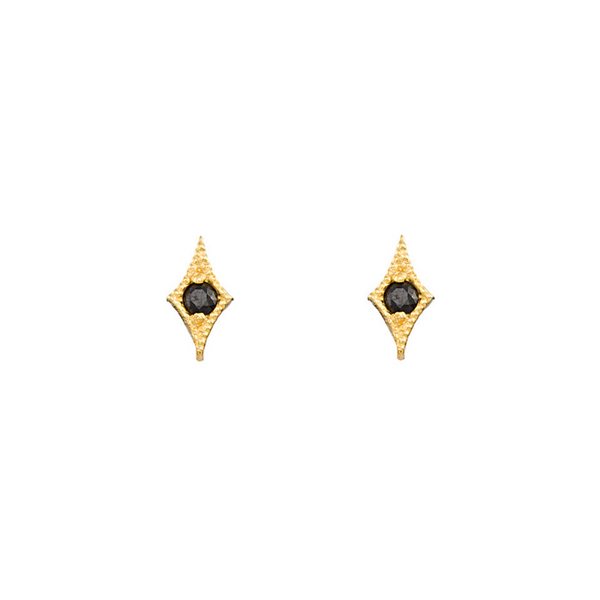 Gold and Black Diamond Kite Stud