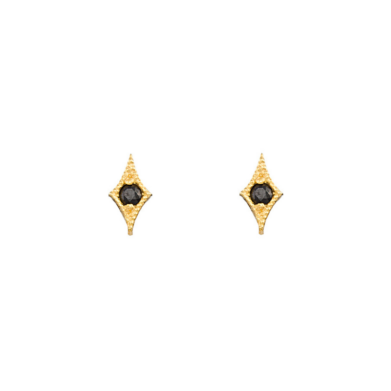 Gold and Black Diamond Kite Stud