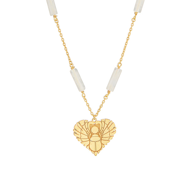 Vermeil Scarab Heart Necklace - Pura Tribe