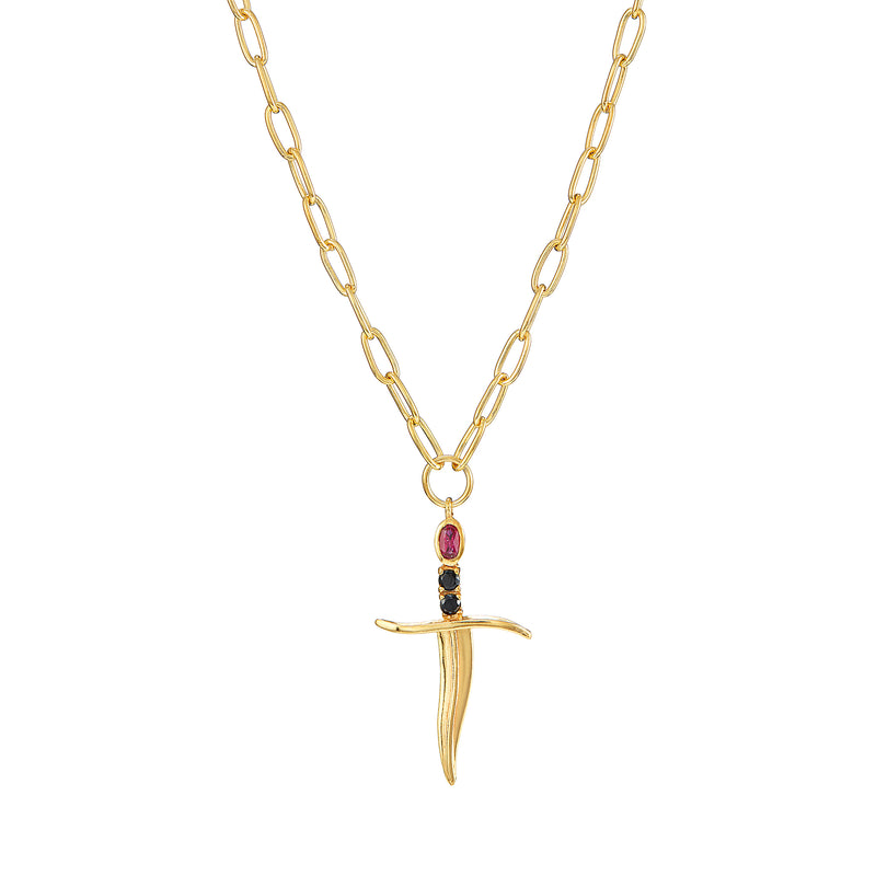 Vermeil Padlock Dagger Necklace - Pura Tribe