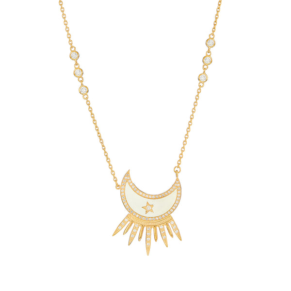 Vermeil Moon Starburst Necklace - Pura Tribe