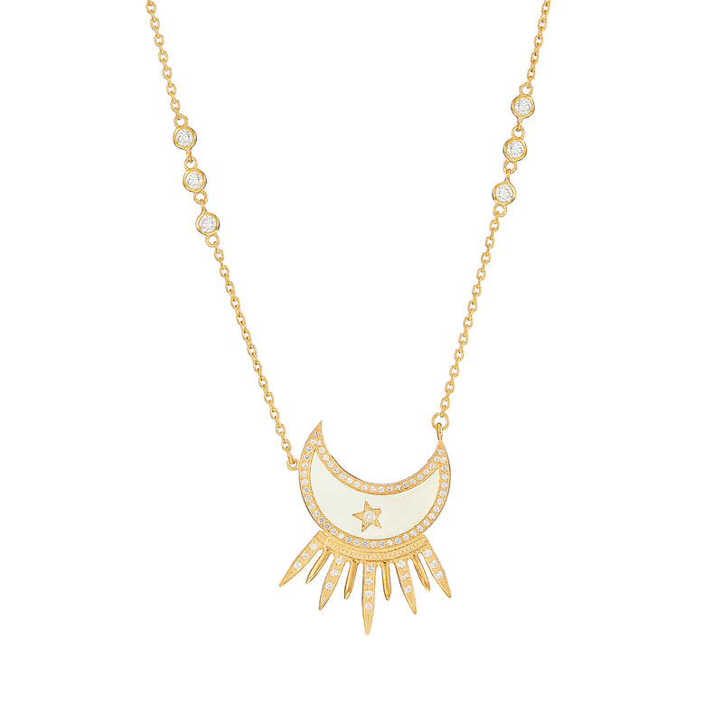 Vermeil Moon Starburst Necklace - Pura Tribe