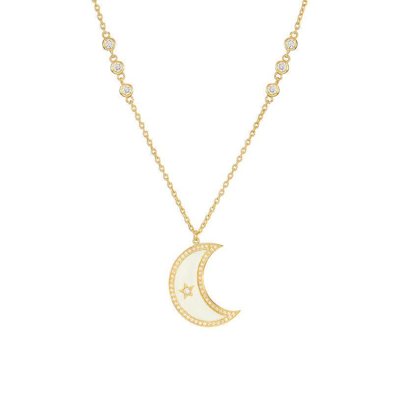 Vermeil Moon Enamel Necklace - Pura Tribe