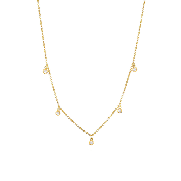 Vermeil 5 Cz Shaker Necklace