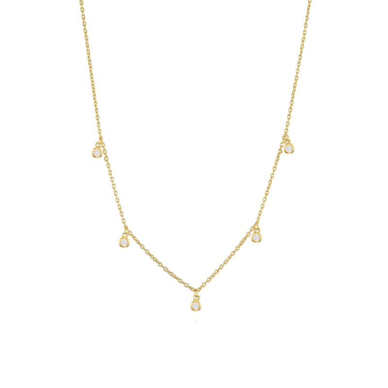 Vermeil 5 Cz Shaker Necklace