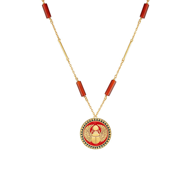 Vermeil Scarab Coin Necklace - Pura Tribe