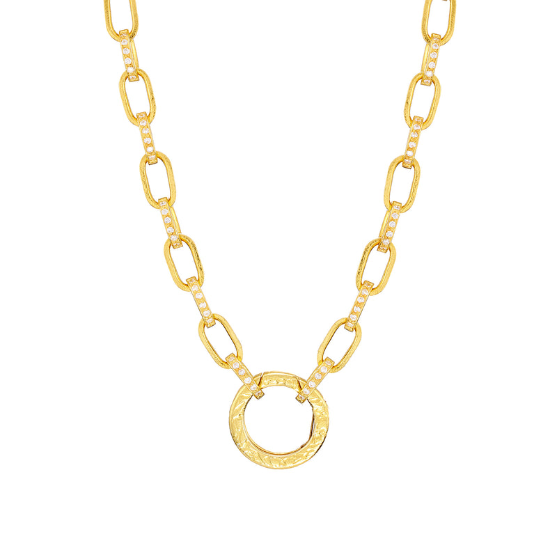 Long Oval Link Cz Necklace