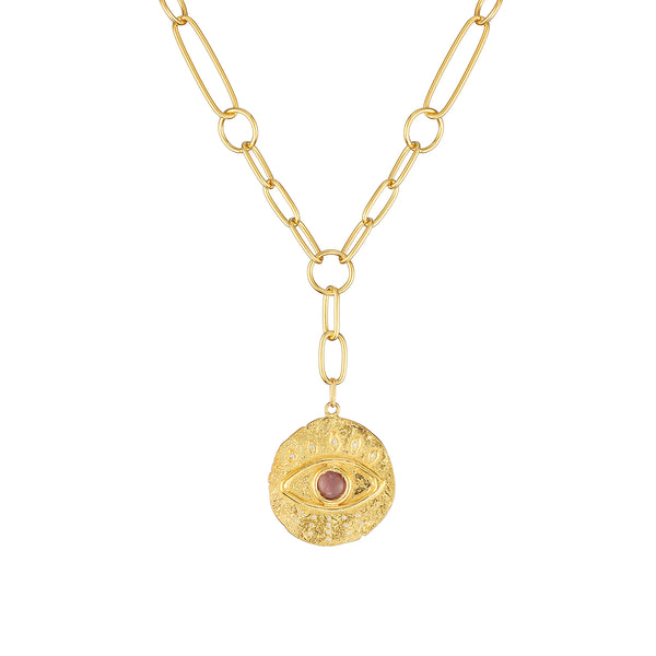 Vermeil Y Big Clip Eye Necklace - Pura Tribe