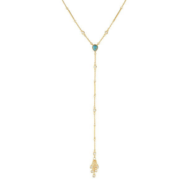 Vermeil Turquoise Y Long Shaker Necklace - Pura Tribe