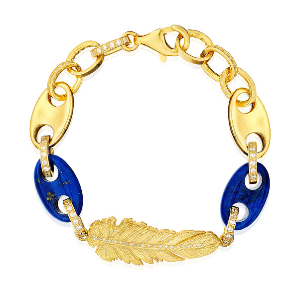 Lápis Lazuli  Marine Leaf Bracelet