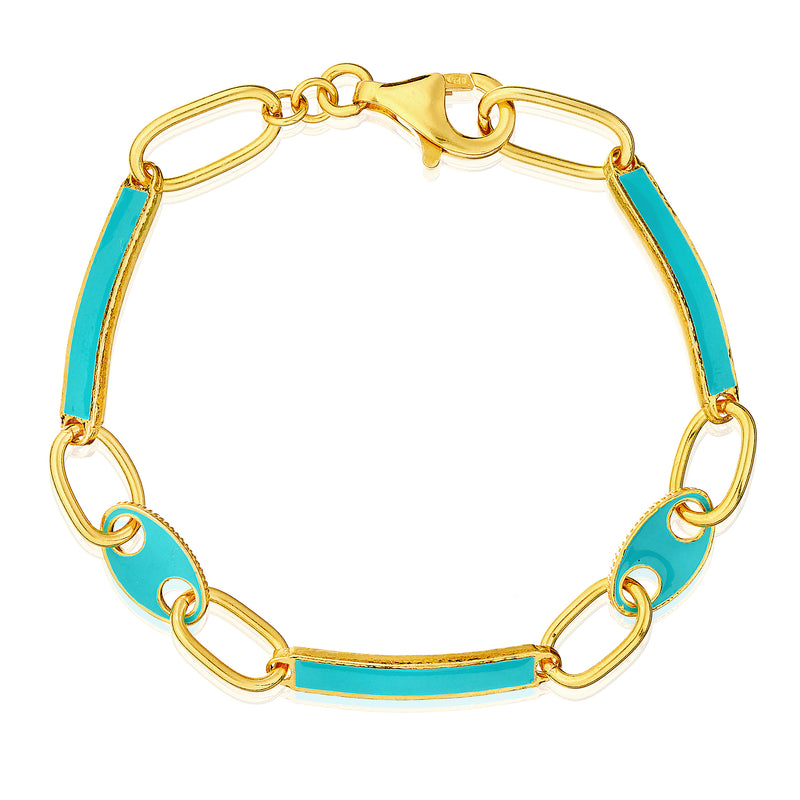 Rectangle Enamel Turquoise Marine Bracelet