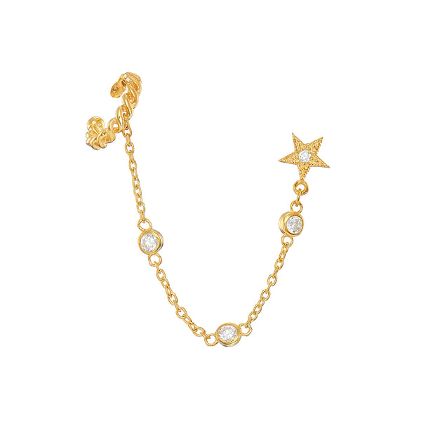 Vermeil Star & Ear Cuff Cz Earring - Pura Tribe