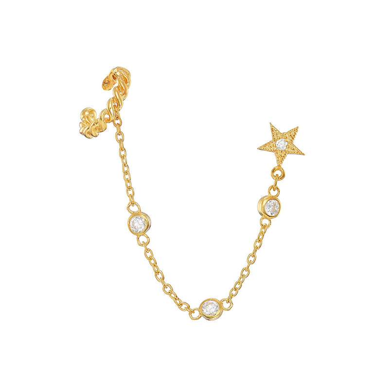 Vermeil Star & Ear Cuff Cz Earring - Pura Tribe