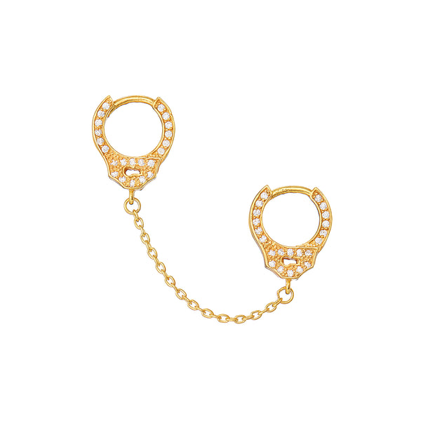 Vermeil Double HandCuff Hoop Cz Earring - Pura Tribe