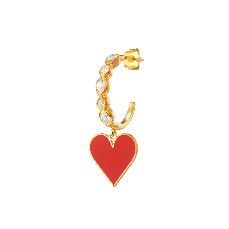 Vermeil Mix Drop Hoop Heart Cz Earring - Pura Tribe