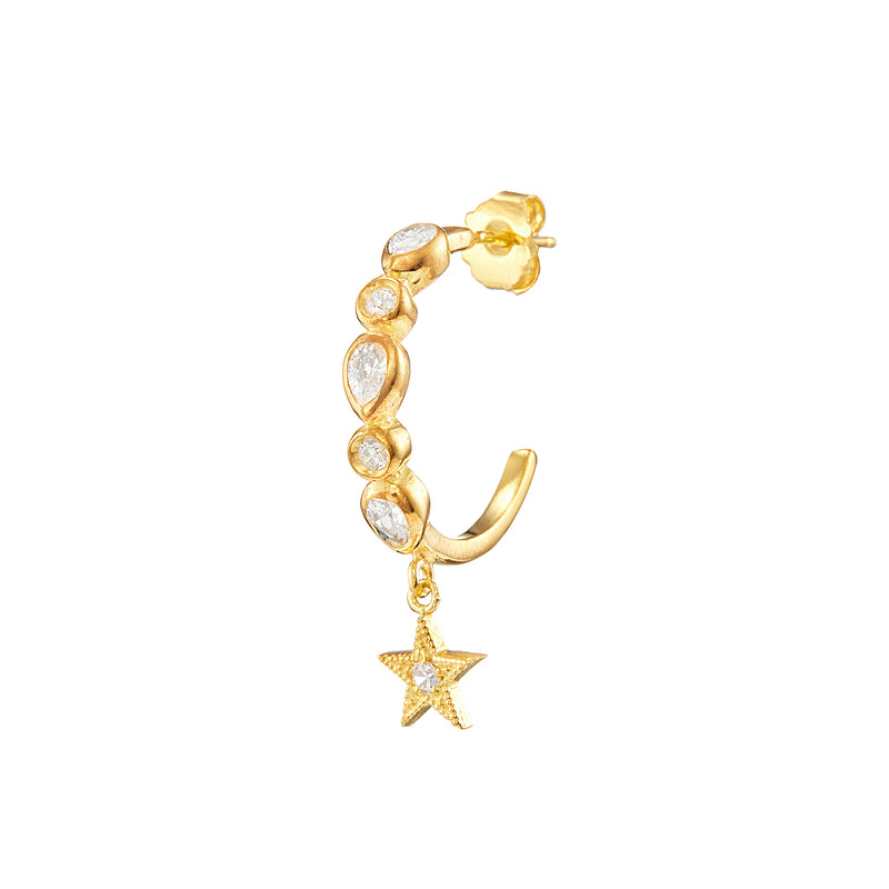 Vermeil Mix Drop Hoop Star Cz Earring - Pura Tribe