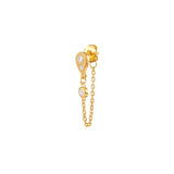 Vermeil Tdrop Round Cz Back Chain Earring - Pura Tribe