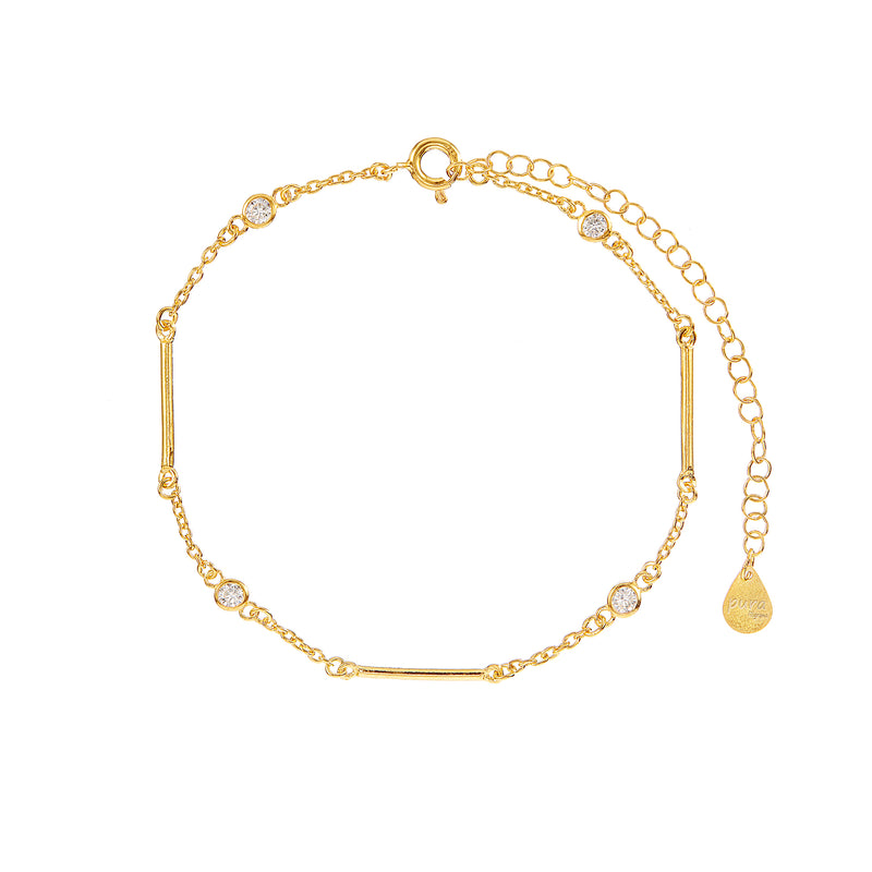 Vermeil Cz & Tube Anklet - Pura Tribe