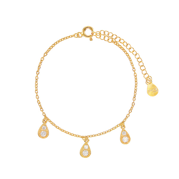 Vermeil 3 Tdrop Cz Anklet - Pura Tribe