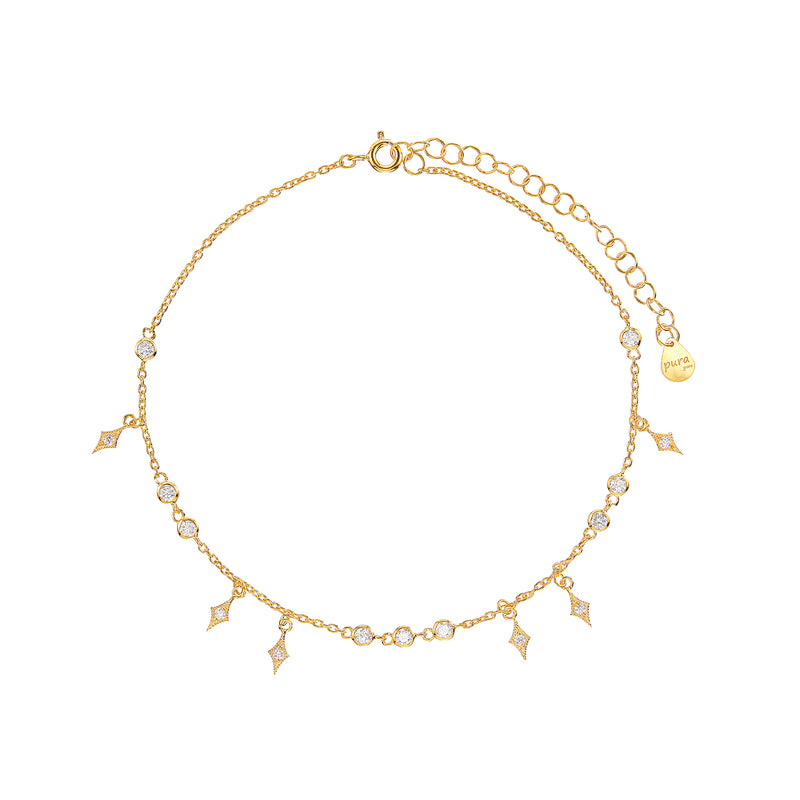 Vermeil Shaker Diamond & Cz Anklet - Pura Tribe