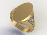 Gold Big Oval Signet Ring