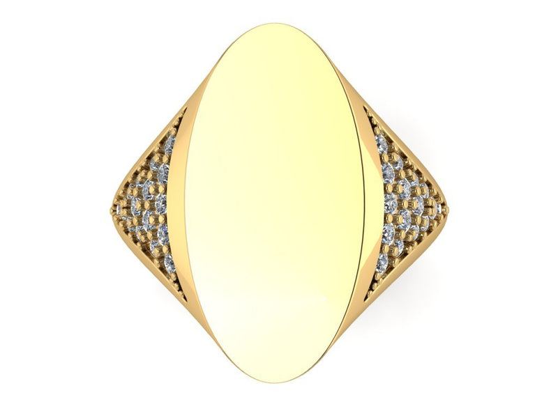 Gold Big Oval Signet Ring